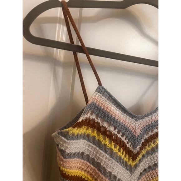 525 America Fauxchet Colorful Cami Crochet XS Beachy Boho Resort Vacation Hippie - Picture 9 of 9